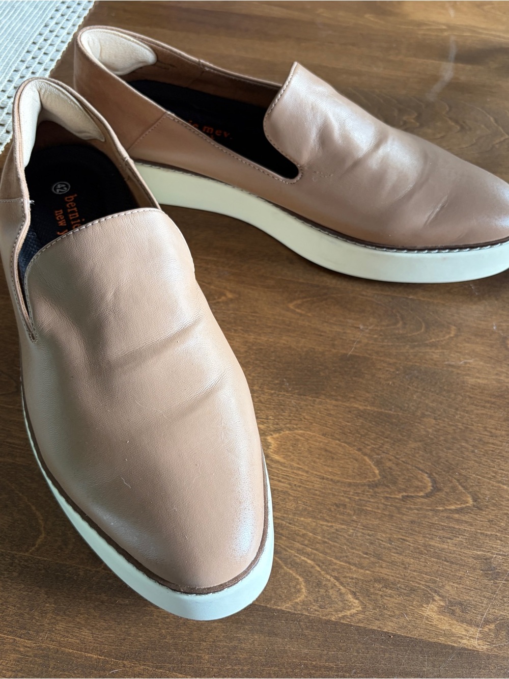 Bernie Mev. Women’s Slip-On Loafers in Light Brown with White Sole